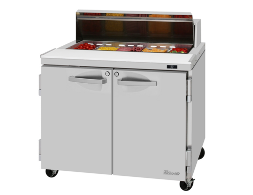 Turbo Air PST-36-N PRO Series Sandwich Salad Prep Table 36 inch 10 Pan Top Self Contained Compressor